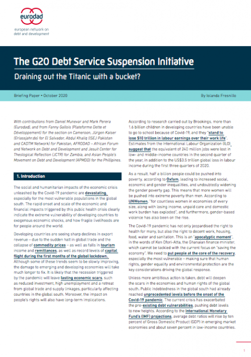 Shadow report on the limitations of the G20 Debt Service Suspension Initiative: Draining out the Titanic with a bucket?